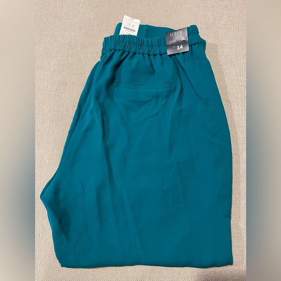 New J.Crew Jamie Cropped Pull On Pants In Teal/Emerald Green Size 14 - Picture 13 of 13